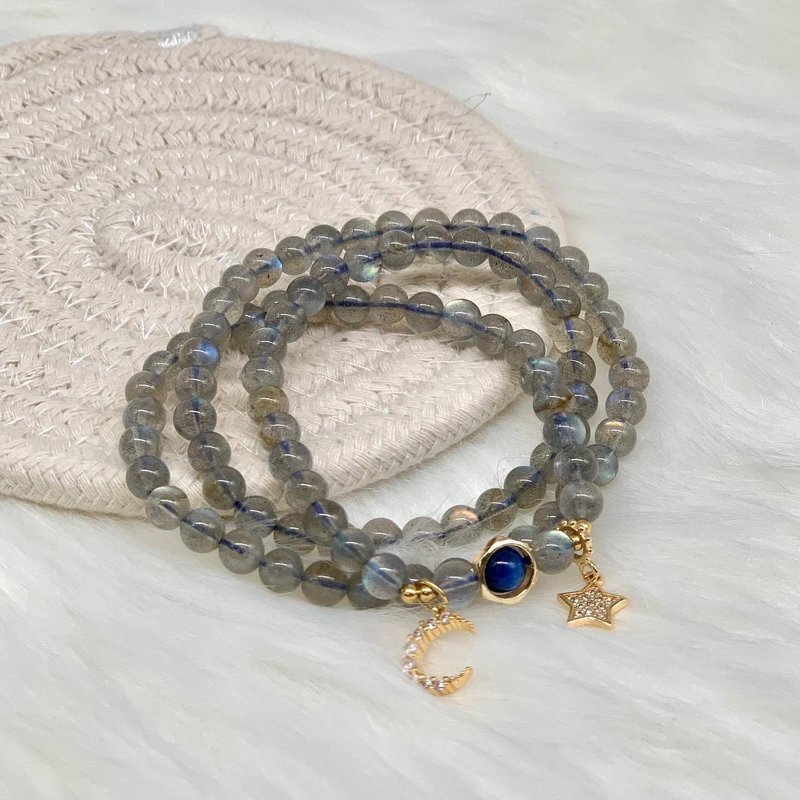 灰月亮石。星月吊坠 水晶 手链 - 手链/手环 - 水晶 灰色