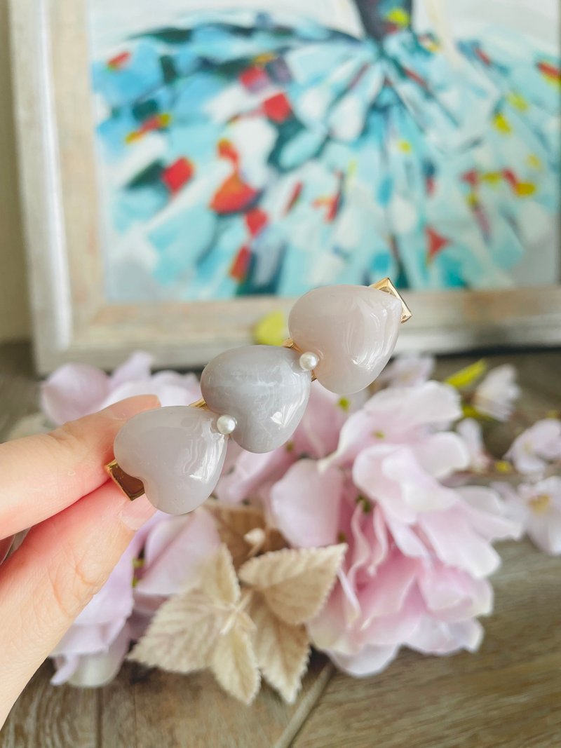 手作髪夹 爱心 日本手作家 - 发饰 - 树脂 灰色