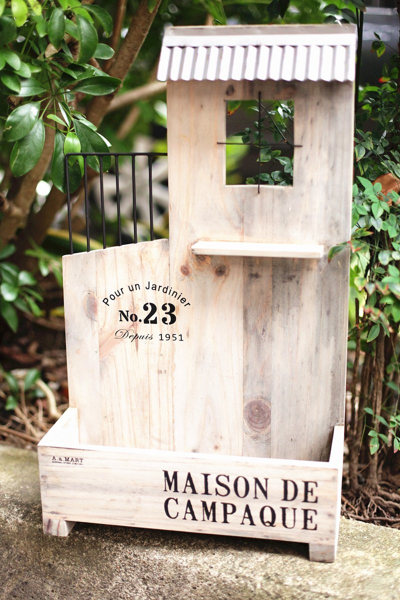 【好日恋物】日杂zakka 乡村铁皮屋花架/置物架 - 植栽/盆栽 - 木头 