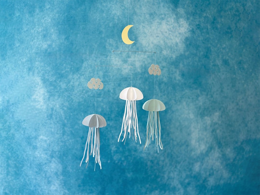 摆饰 月夜的水母 - 墙贴/壁贴 - 纸 蓝色