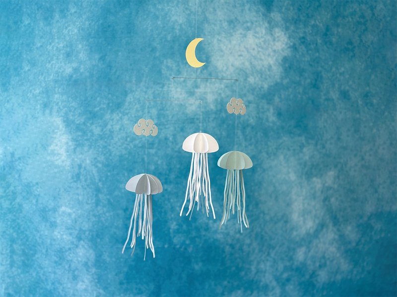 摆饰 月夜的水母 - 墙贴/壁贴 - 纸 蓝色