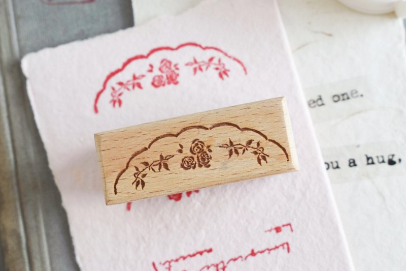 復古花卉 - 手帳木質膠皮印章 - 印章/印台 - 塑料 