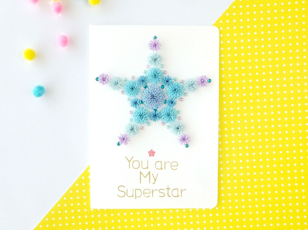 手作卷纸卡片- You are my superstar  闪耀星语万用卡 蓝 - 卡片/明信片 - 纸 蓝色