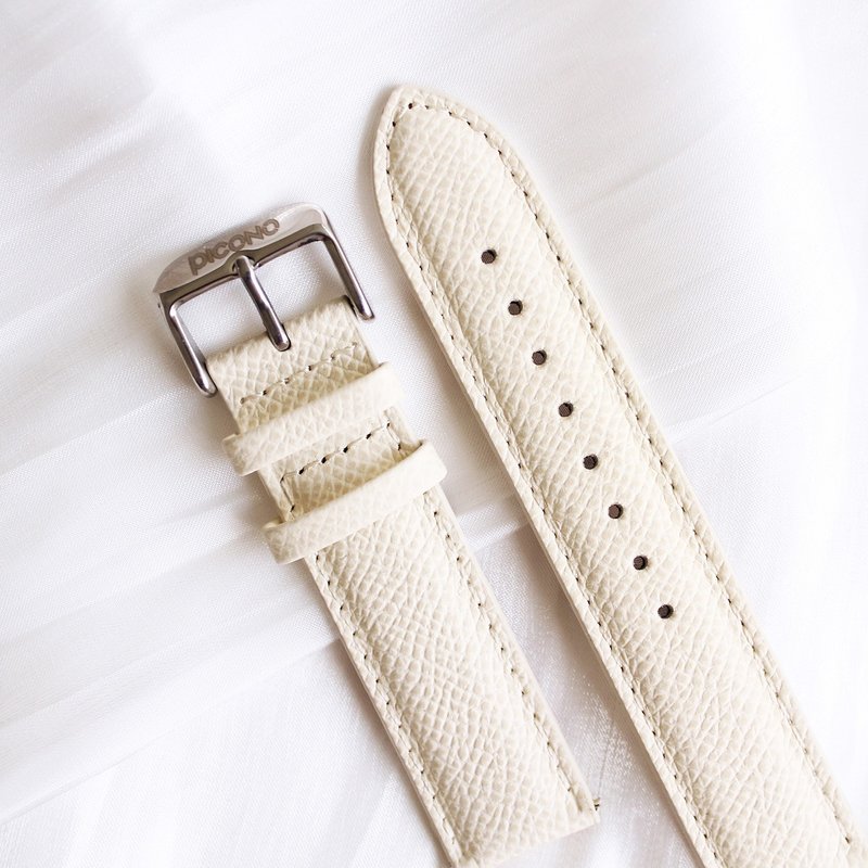 【PICONO】Apple Watch适用-法国进口米白色荔枝纹真皮表带/20mm - 表带 - 真皮 白色