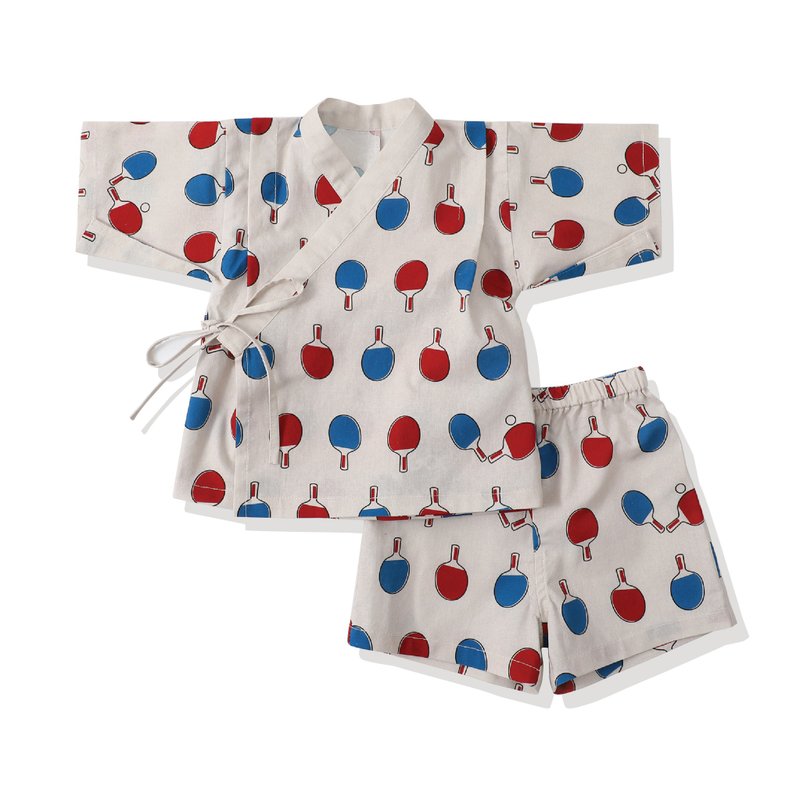 GOC Studio 全棉 婴儿服 童装 日本和服kimono - 杏色乒乓球 - 童装上衣 - 棉．麻 卡其色