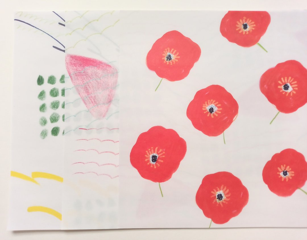 moyou paper-moyogami-poppy A4 size / 5 sheets - 书衣/书套 - 纸 红色