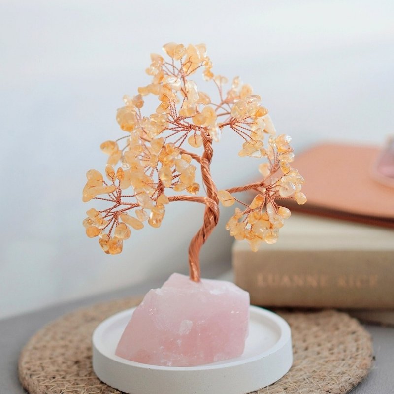 新年礼物礼盒 黄水晶水晶树 原矿底座 招财树 聚财树 开业创业礼 - 摆饰 - 水晶 黄色