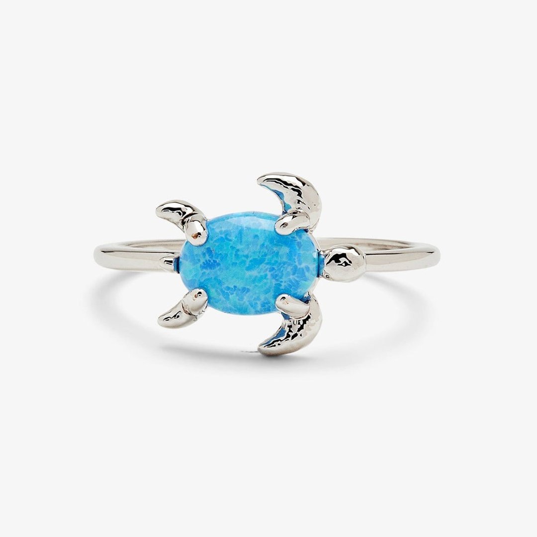 Pura Vida 美国手工 SEA TURTLE 银色蛋白石海龟戒指 - 戒指 - 其他金属 银色