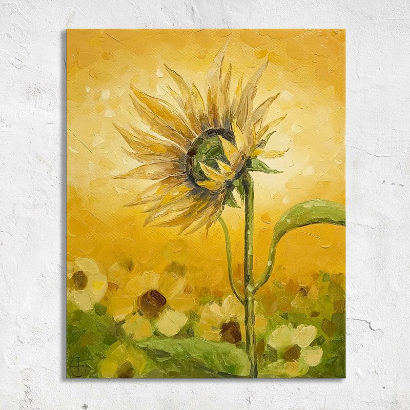 野花与矢车菊油画 乡村风景画 创作者：Nadya Ya - 海报/装饰画/版画 - 其他材质 黄色