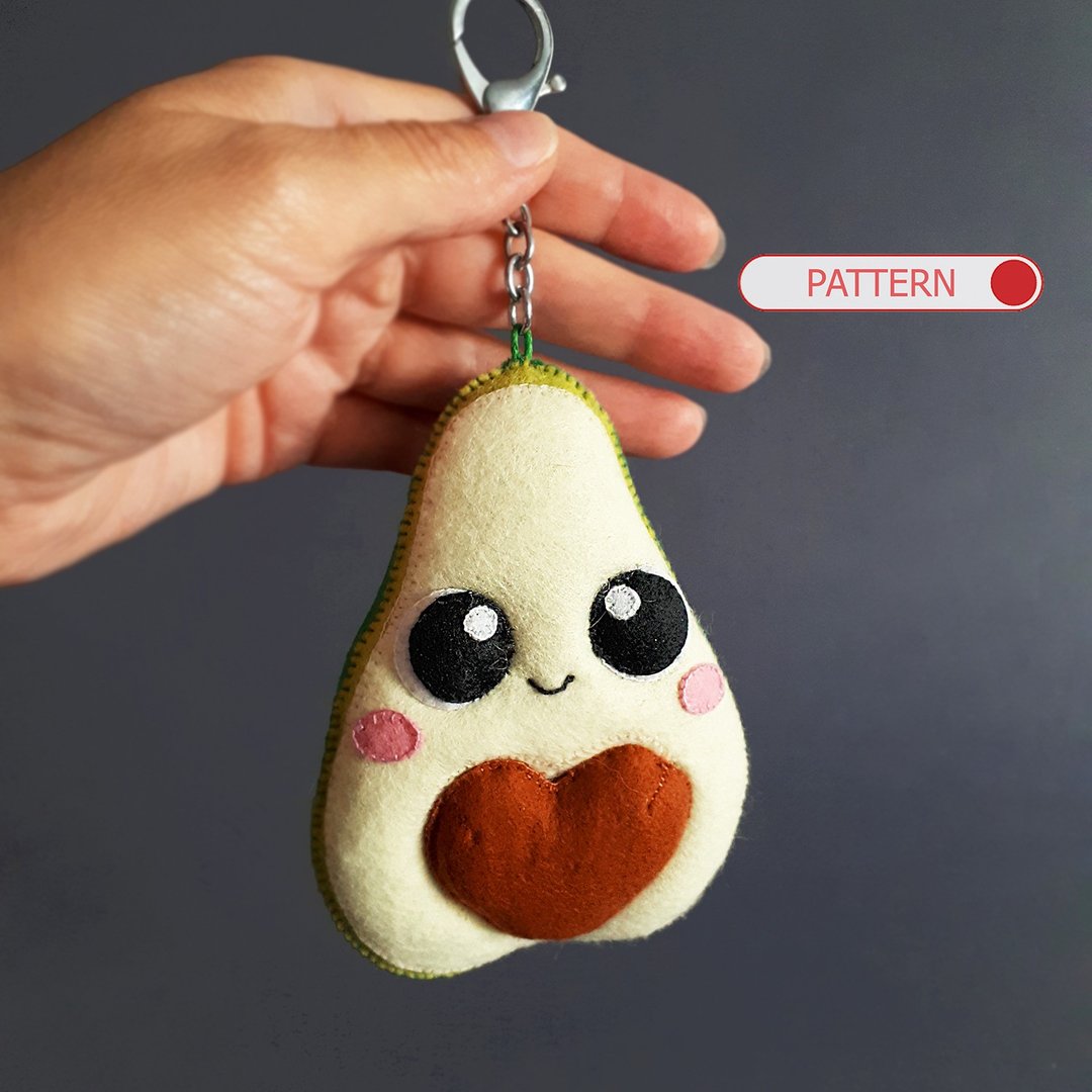 Avocado keychain felt pattern, kawaii toy or pillow stuffed and plushies - 线上课程/教学影片 - 羊毛 