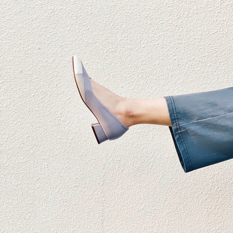 3/4调色板 缤纷拼色尖头低跟鞋 - 其他女款皮鞋 - 真皮 紫色