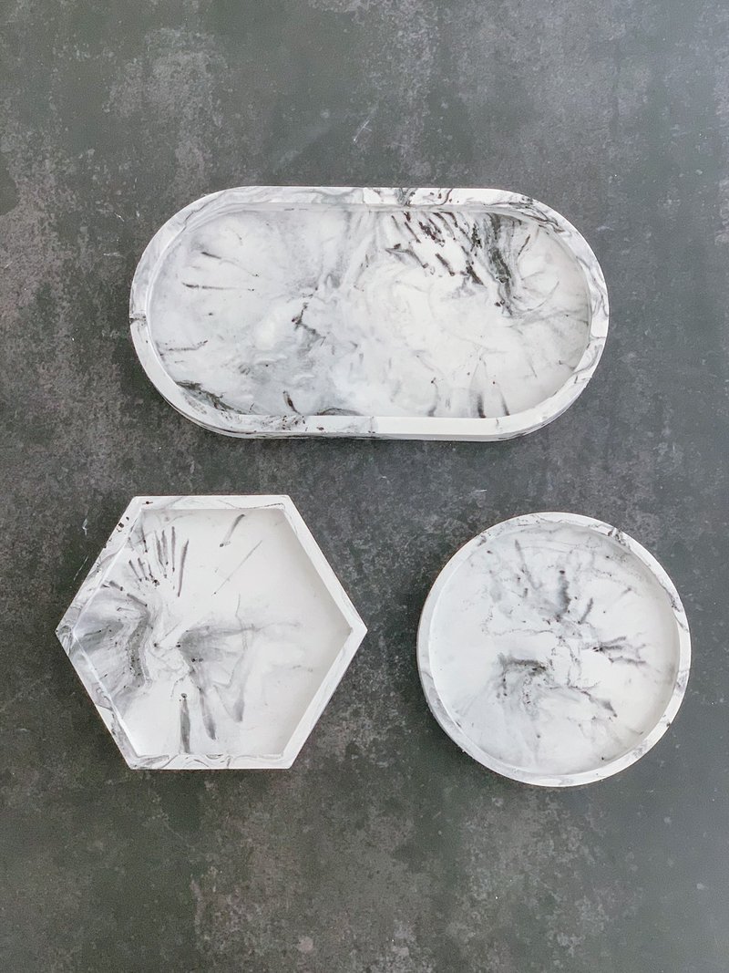 质感纹路-大理石纹置物盘 /饰品收纳 /香氛摆盘 /手作收纳盘 - 置物架/篮子 - 其他材质 