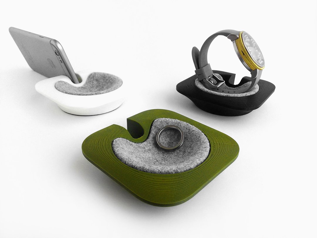 Unique multifunctional tray, Watch stand, Smartphone stand, Smart phone stand, Home sweet home tray, Smartwatch, apple, iphone, dock TAMARI-KAKU 【Green】 - 手机座/防尘塞 - 羊毛 绿色