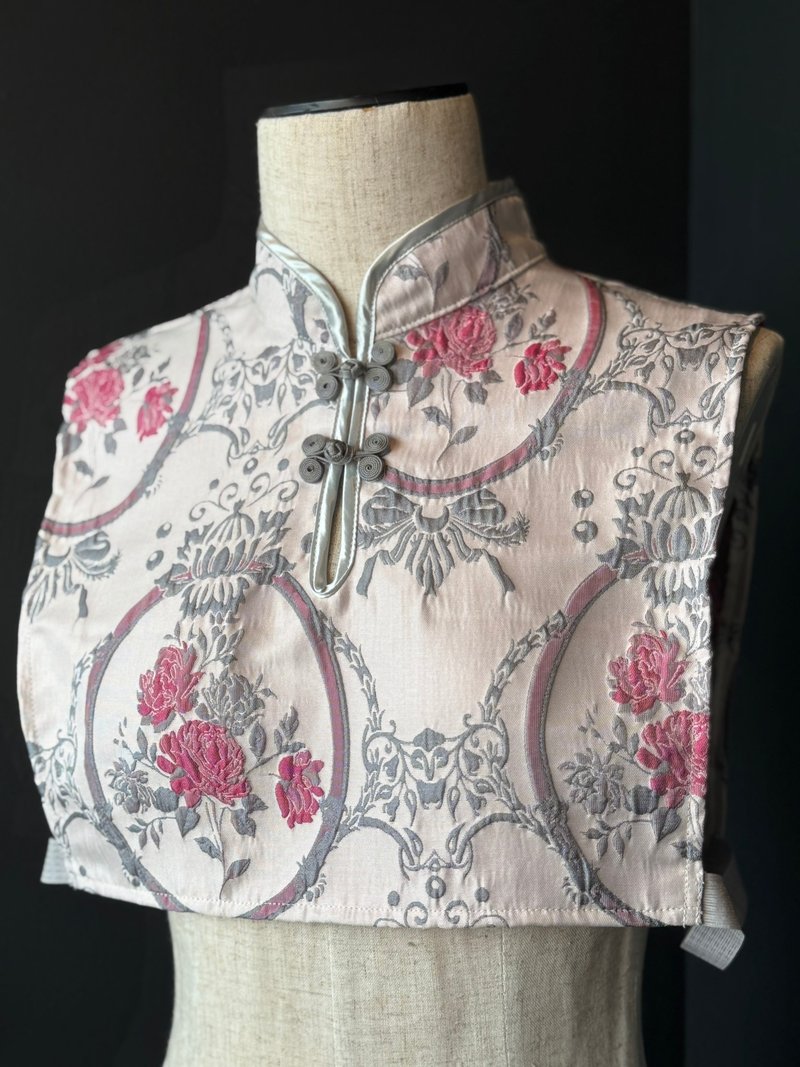 中国风领饰 / 白色玫瑰 - 旗袍 - 聚酯纤维 灰色