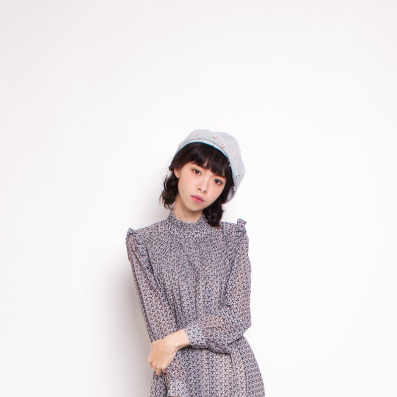 JOJA│[限量] 蓝色棉花糖 S-M可调式/ 贝蕾帽 / 画家帽 订制 - 帽子 - 棉．麻 蓝色
