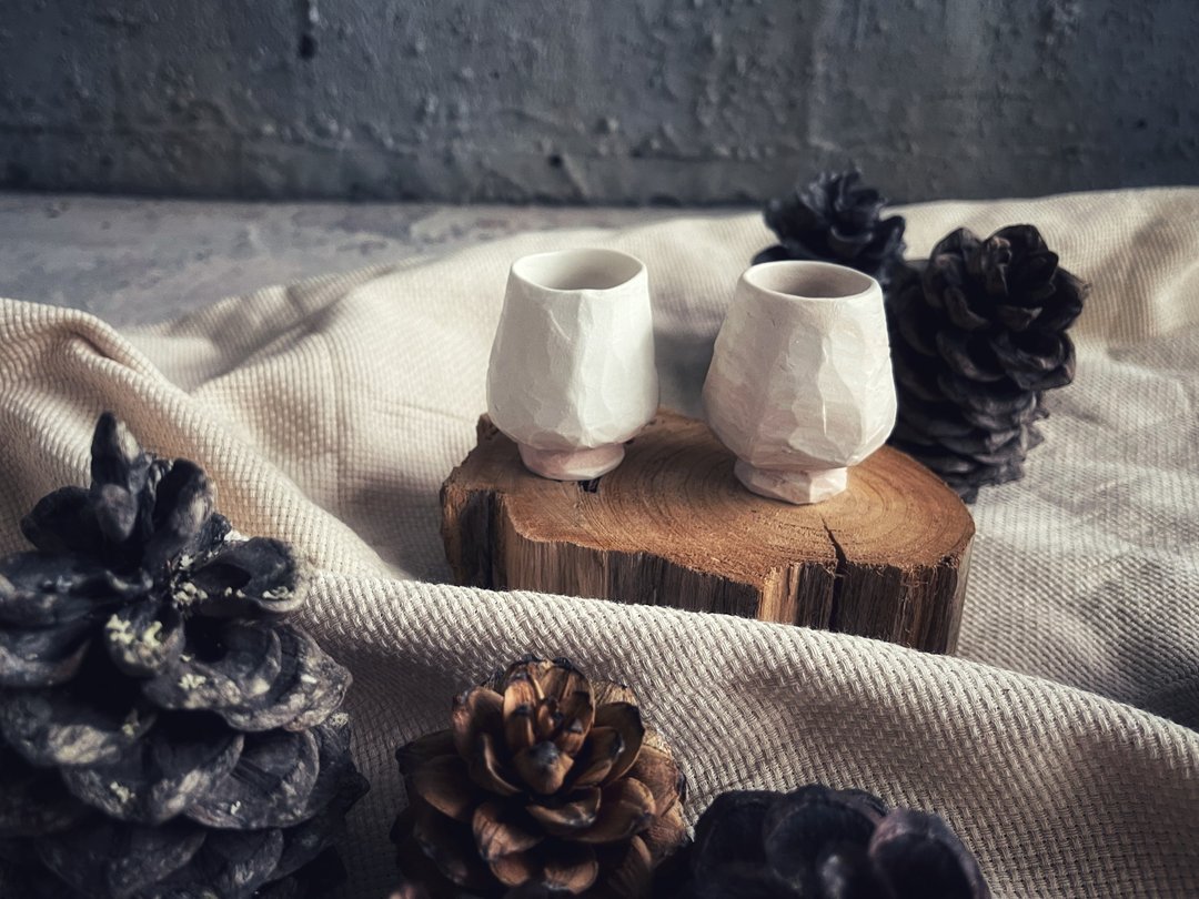 桌上的白瓷糖霜 / 粉彩泼墨郁金香对杯 - S 号 2 件组 - 茶具/茶杯 - 瓷 白色