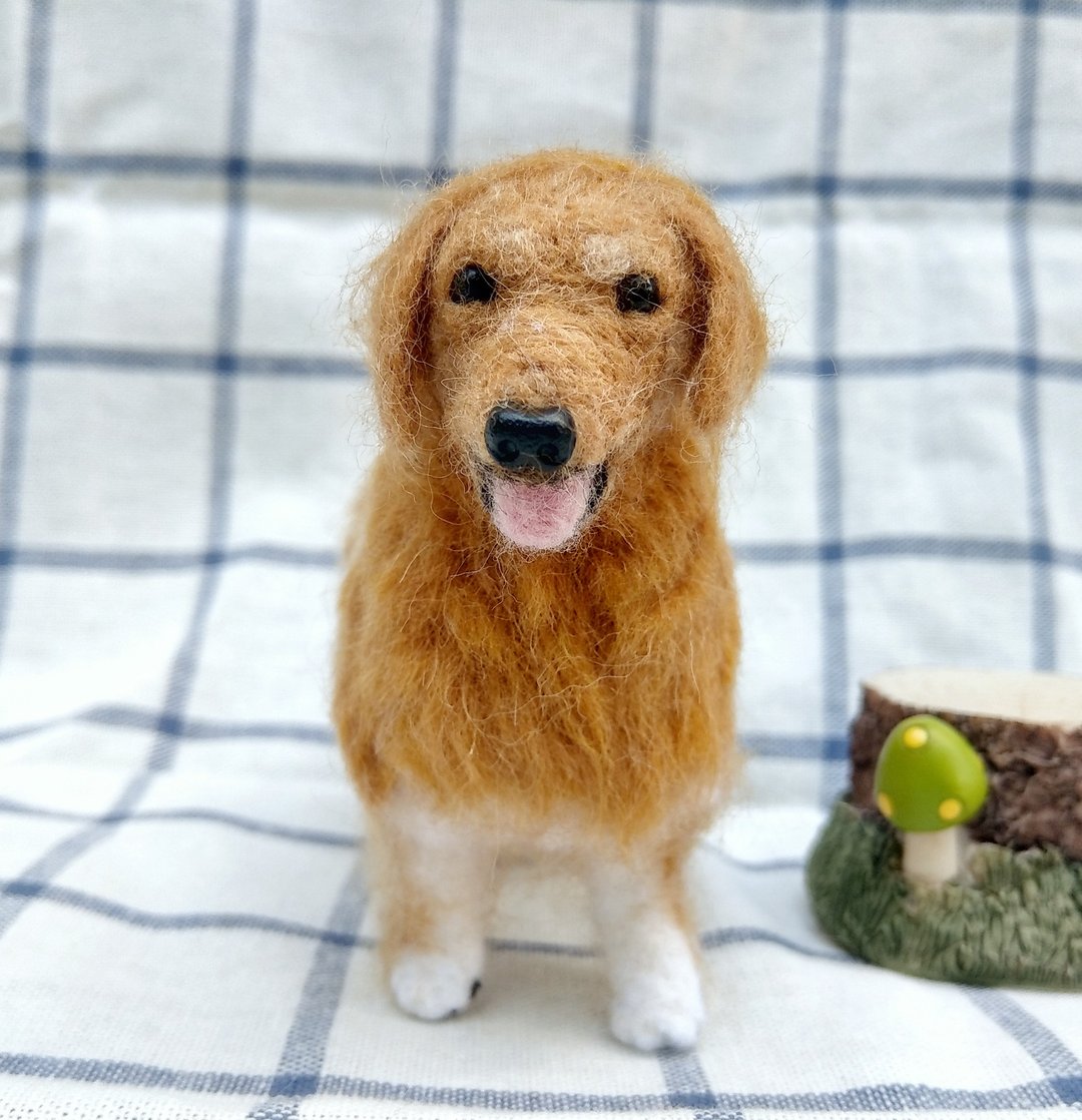 羊毛毡 宠物 复刻 仿真 狗狗 - 金毛寻回犬 黄金猎犬 植毛款 - 其他 - 羊毛 金色
