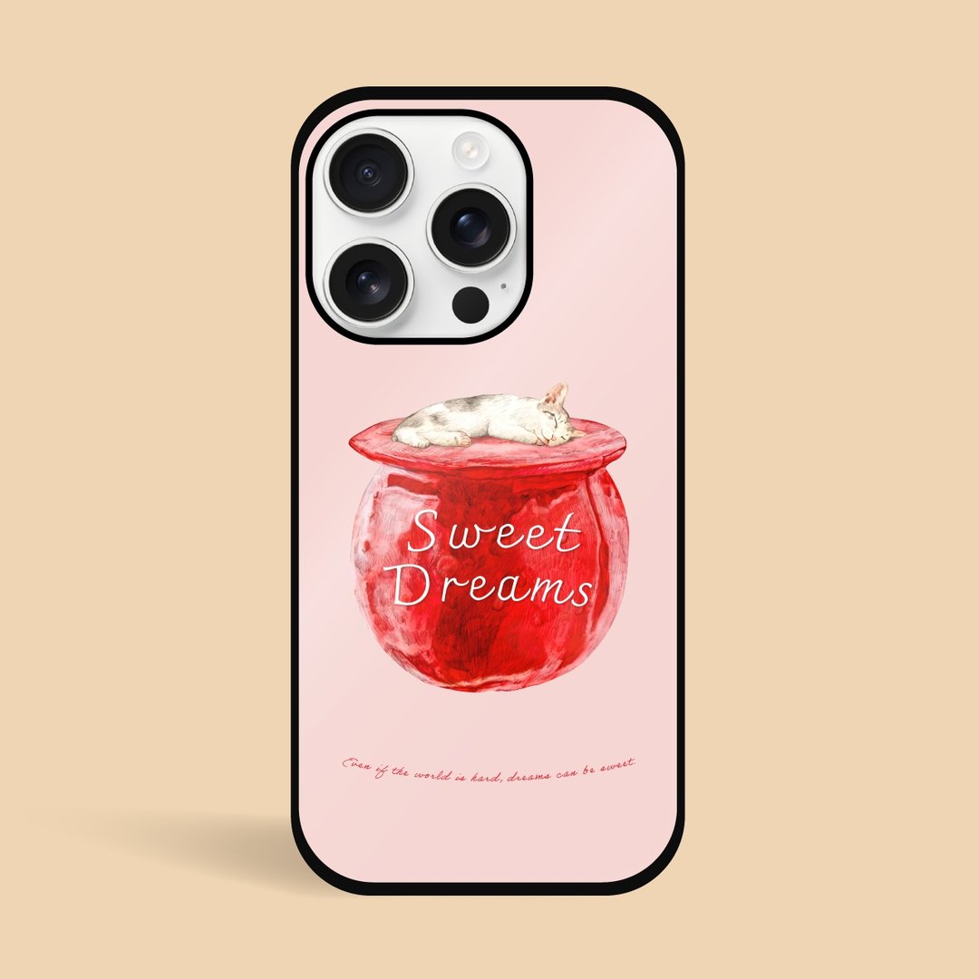 SWEET DREAMS_猫与糖葫芦 / 强化玻璃 iPhone 手机壳 - 手机壳/手机套 - 塑料 白色