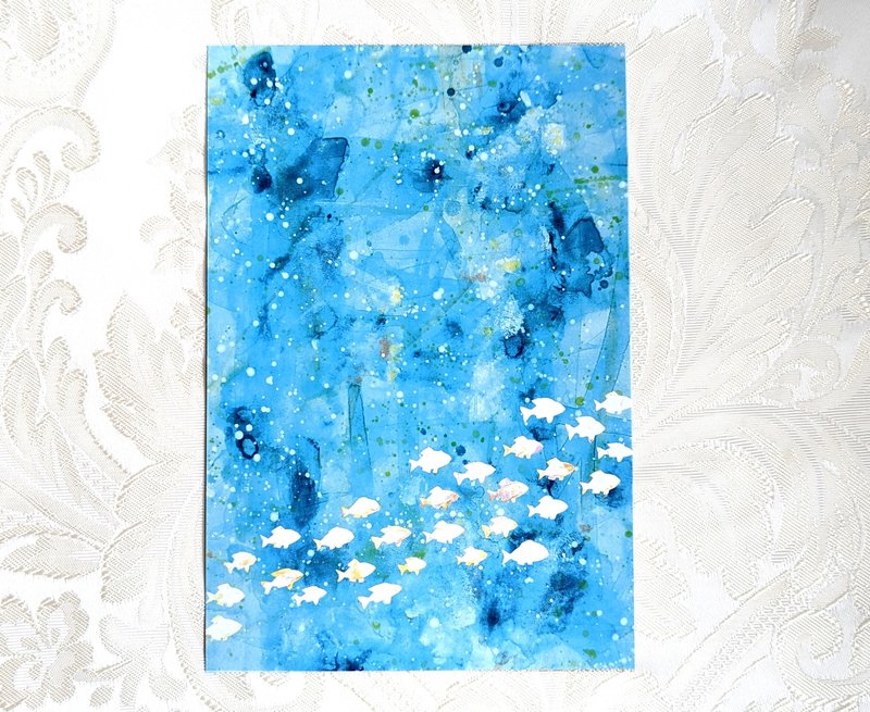 鱼儿明信片 5张组 - 卡片/明信片 - 纸 蓝色