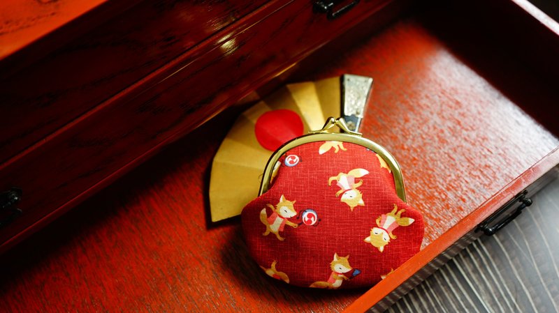 日本超Q狐狸口金包 - 皮夹/钱包 - 棉．麻 绿色