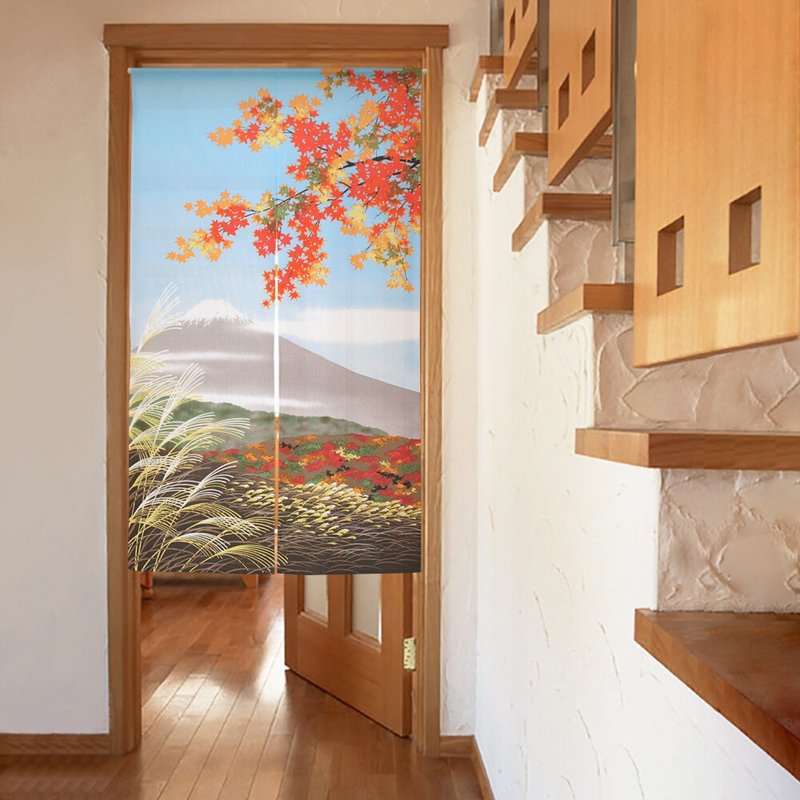【预订】日本制 秋叶富士山长门帘 - 门帘/门牌 - 聚酯纤维 红色