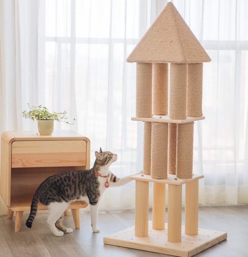 【M004】MiCHA 梦工房 - 乐高概念猫跳台 - 幸福火箭 - 玩具 - 木头 金色