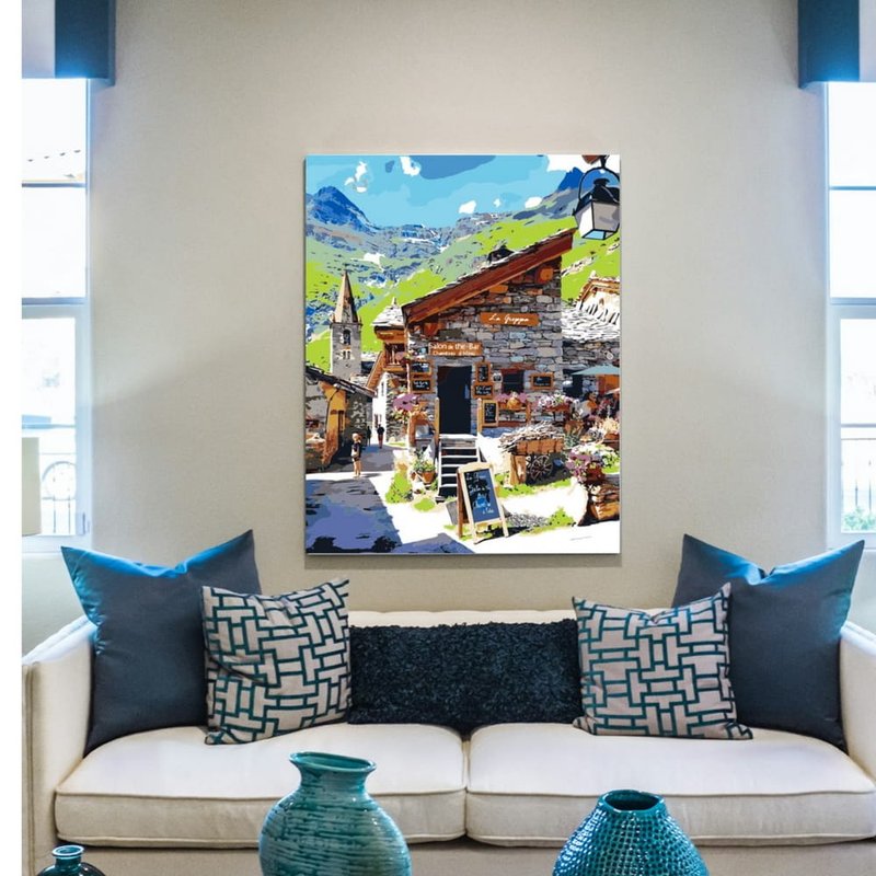 法国冰川小镇 创意数字油画 【风景画】 - 插画/绘画/写字 - 其他材质 