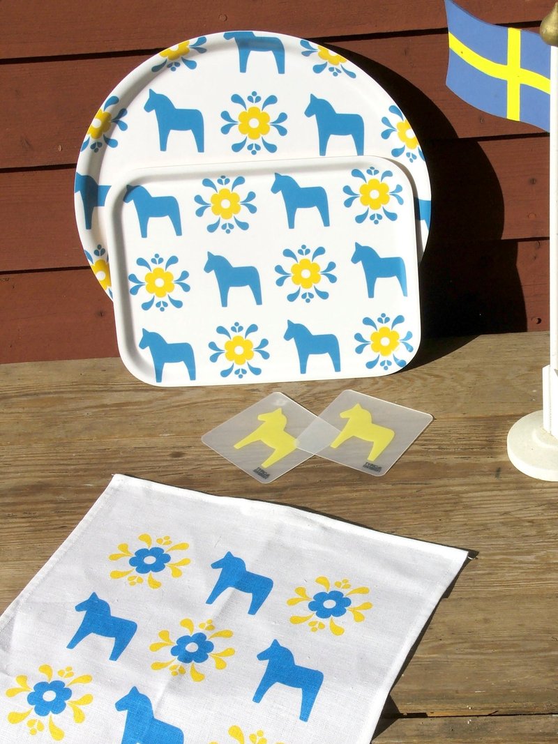 可爱北欧复古风 达拉小马榉木托盘 - 收纳用品 - 木头 蓝色