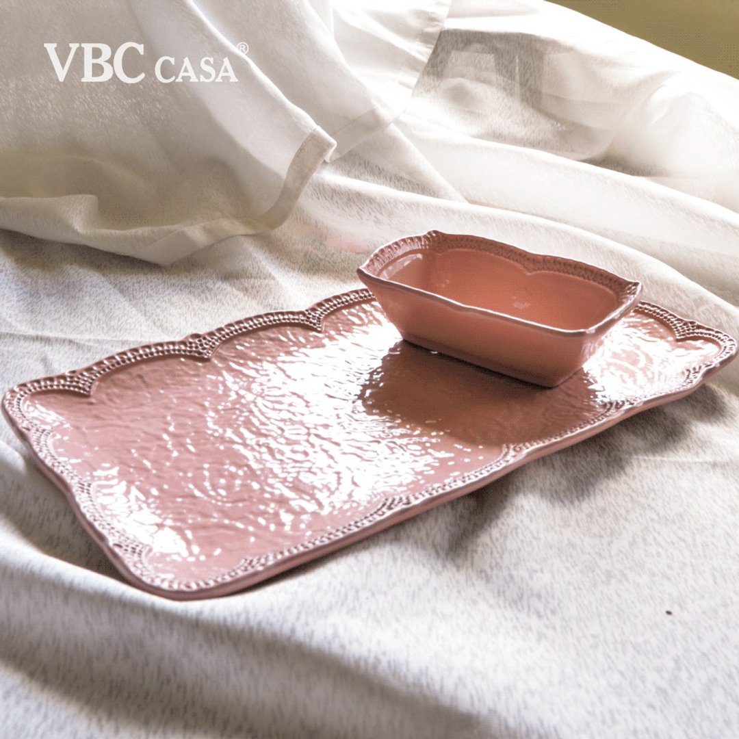 【优惠套组】意大利VBC casa手工浮雕蕾丝系列轻食餐盘2件组 - 盘子/餐盘/盘架 - 陶 多色