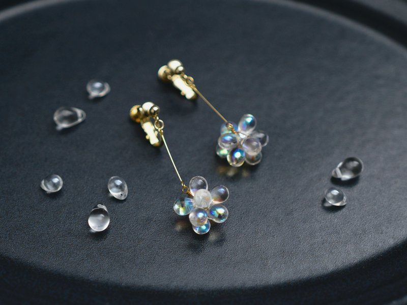 【耳环/耳夹】泡泡 欧若拉 长款 - 耳环/耳夹 - 玻璃 透明