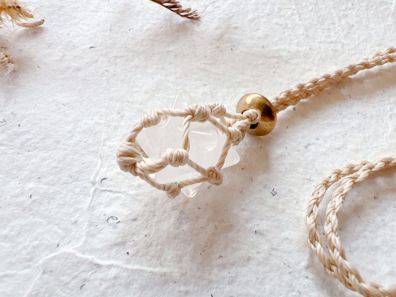白水晶梅尔卡巴_蜡绳项链 | 小火龙矿编 | - 项链 - 水晶 
