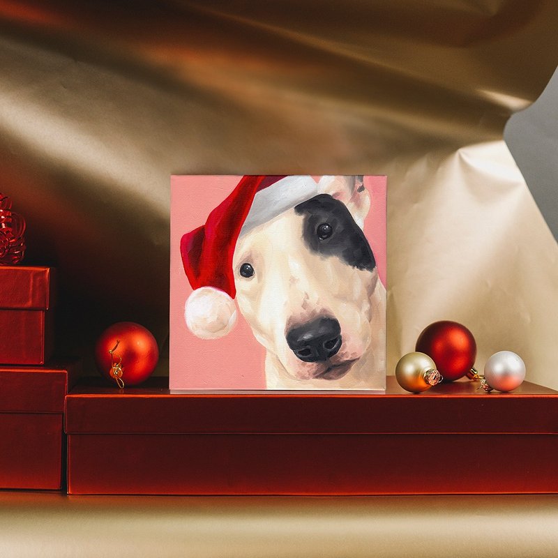 【体验】台中油画体验课程/毛小孩圣诞限定-圣诞帽/台中画 - 插画/绘画/写字 - 棉．麻 