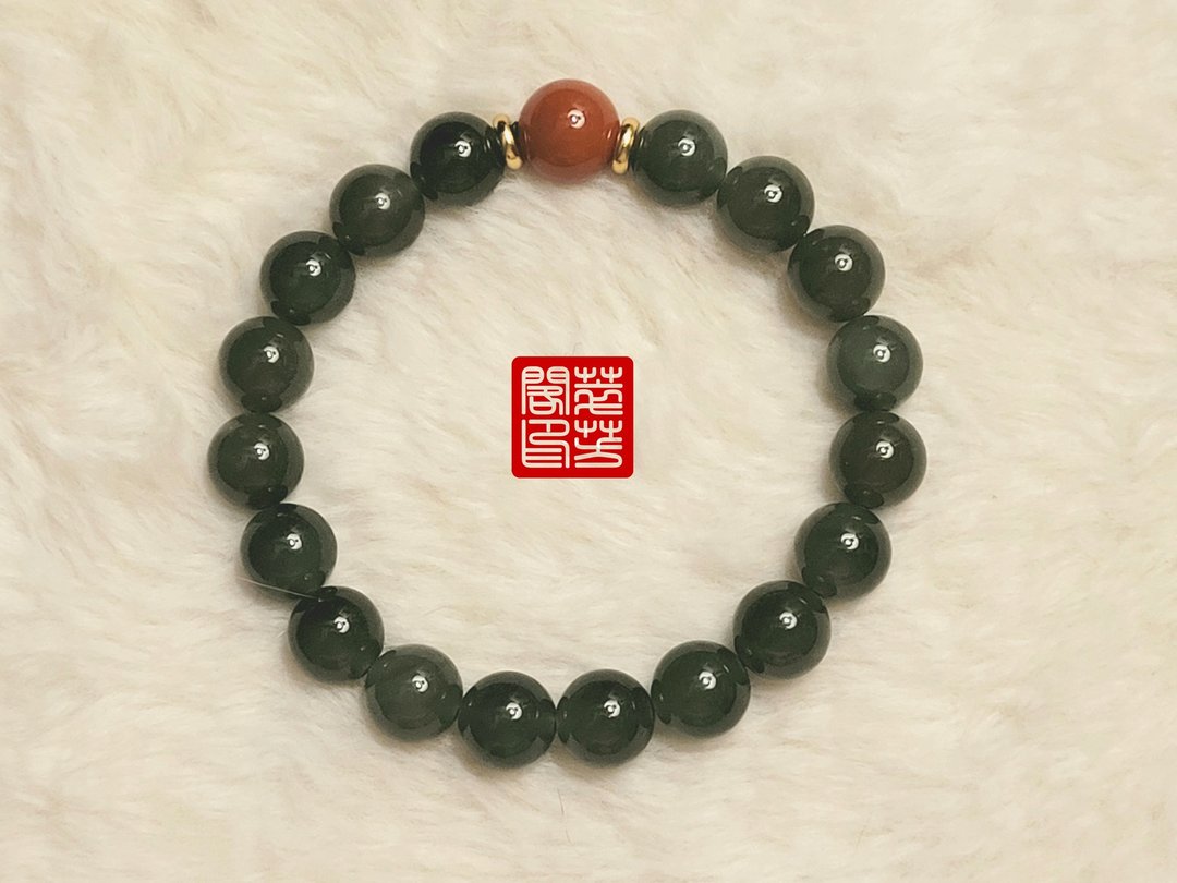 萃芳阁－【母亲】经典和田玉南红玛瑙手串 - 手链/手环 - 宝石 