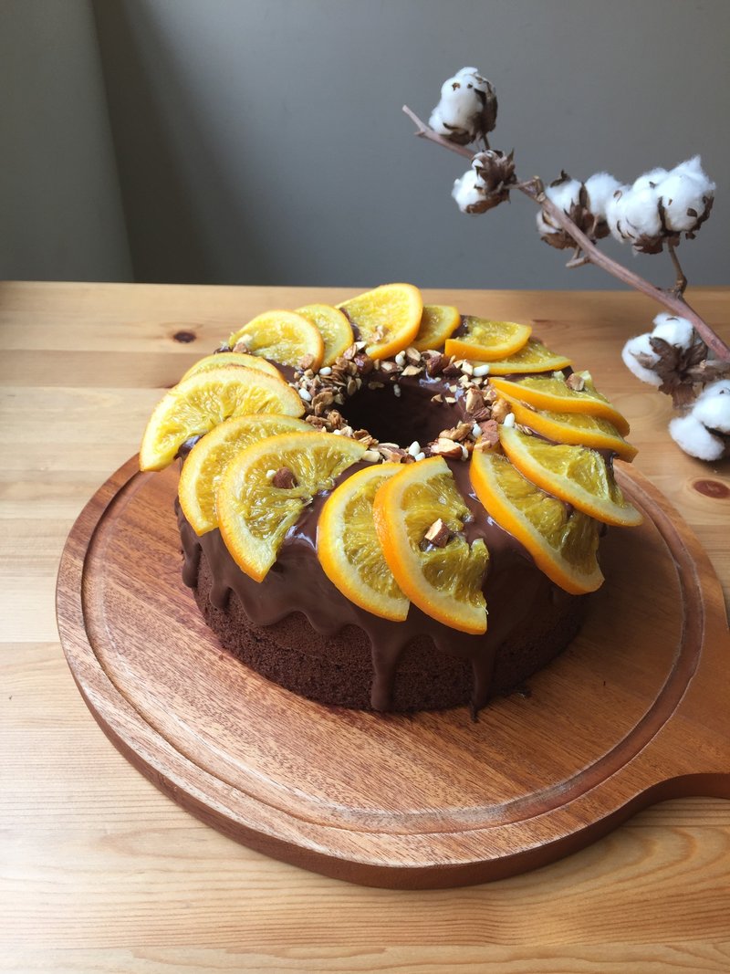 香橙生巧克力戚风蛋糕8寸 - 谷物麦片 - 新鲜食材 咖啡色