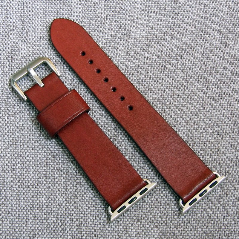 适用于苹果手表的表带。勃艮第色。天然皮革手工制作。所有尺寸 - 表带 - 真皮 咖啡色