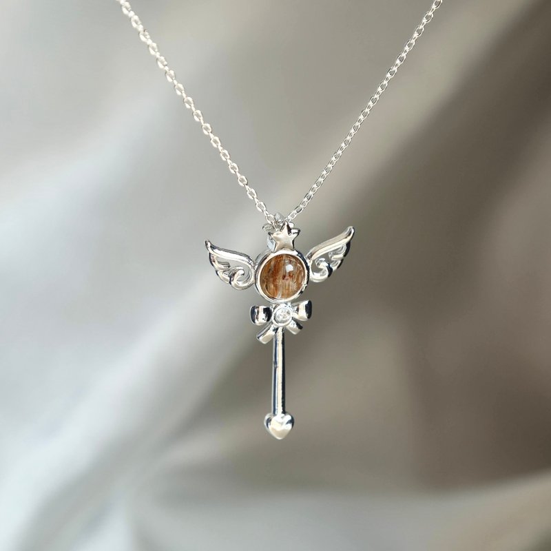 一图一物│铜发晶魔杖造形吊坠连项链 水晶项链 开运招财事业运 - 项链 - 水晶 咖啡色