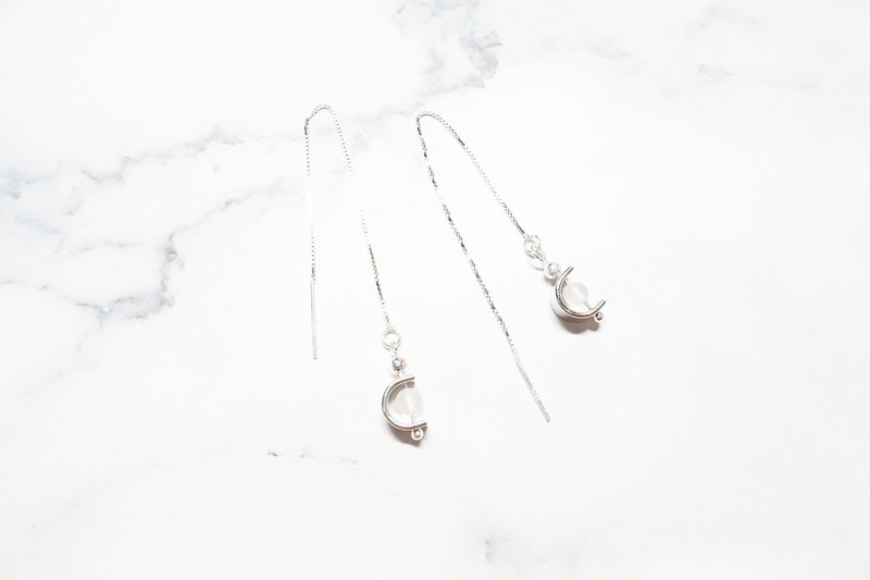 【洞见】天然石纯银耳链 - 耳环/耳夹 - 纯银 透明