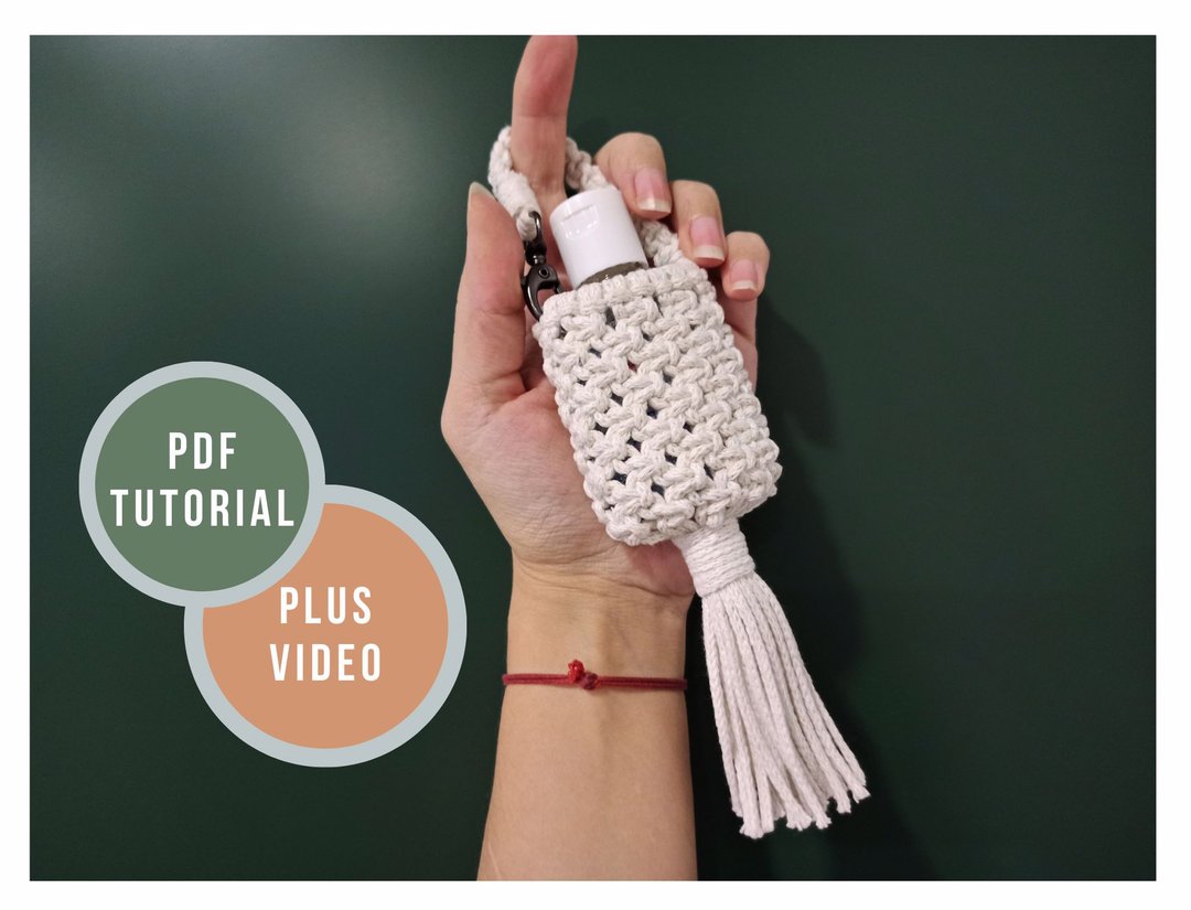Macrame pattern PDF hand sanitizer holder - simple macrame pattern tutorial - 手工艺教程/工具书 - 其他材质 