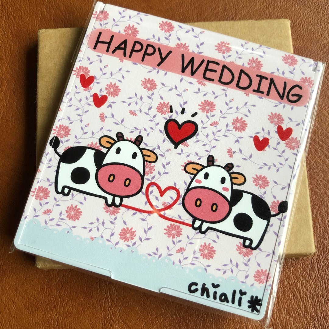 牛 手绘 矩形镜盒、化妆盒 婚礼小物 - 彩妆刷具/镜子/梳子 - 塑料 白色