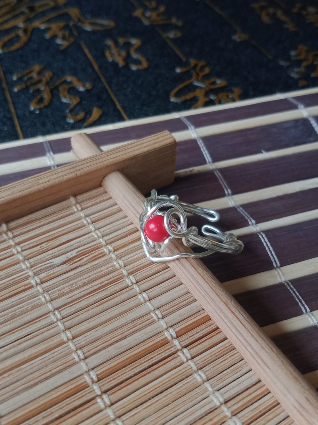 佚名山河。DIY材料包。开口戒指。金属编织 - 金工/饰品 - 半宝石 红色