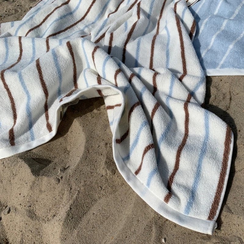 OYOY Raita 条纹有机棉浴巾100x150 - 清新蓝 - 毛巾浴巾 - 棉．麻 