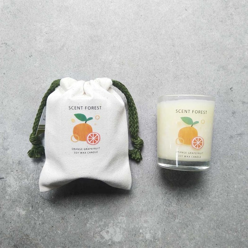 天然精油大豆香氛蜡烛 - 甜橙葡萄柚 - 蜡烛/烛台 - 玻璃 橘色