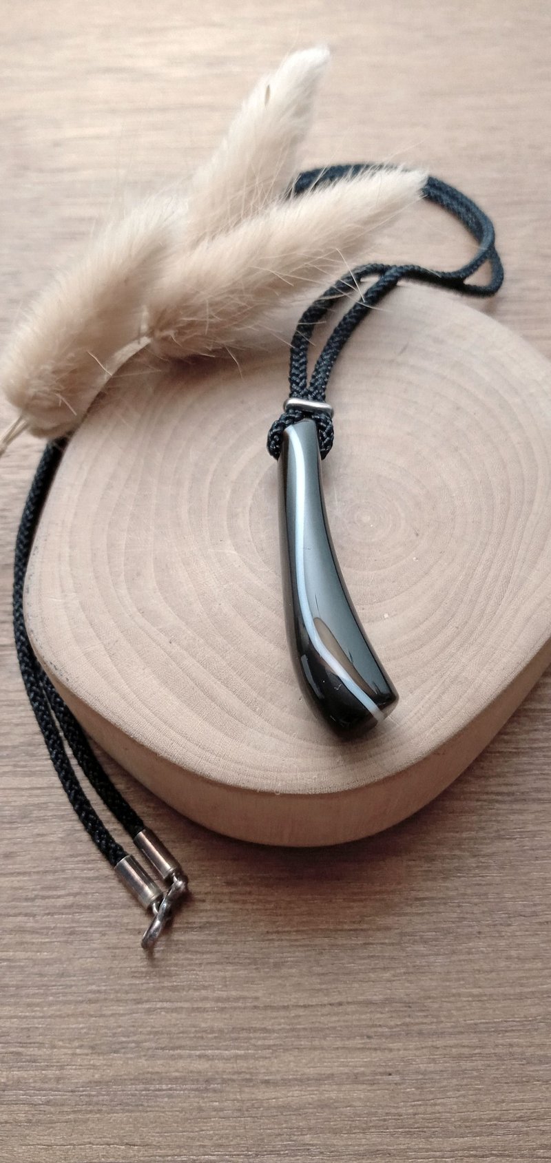 /秋冬新时尚/项链 简洁设计-意象 条纹黑玛瑙 - 项链 - 其他材质 黑色