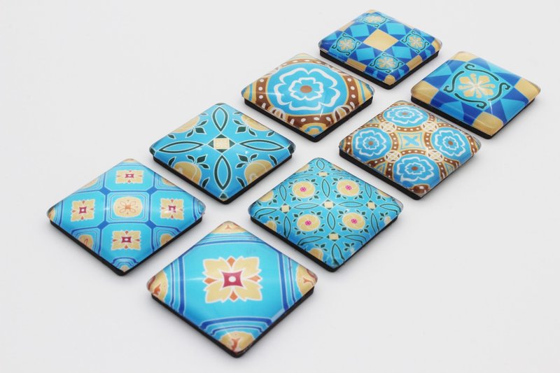 台湾花砖磁铁组--夏日诗情 - 其他 - 玻璃 蓝色