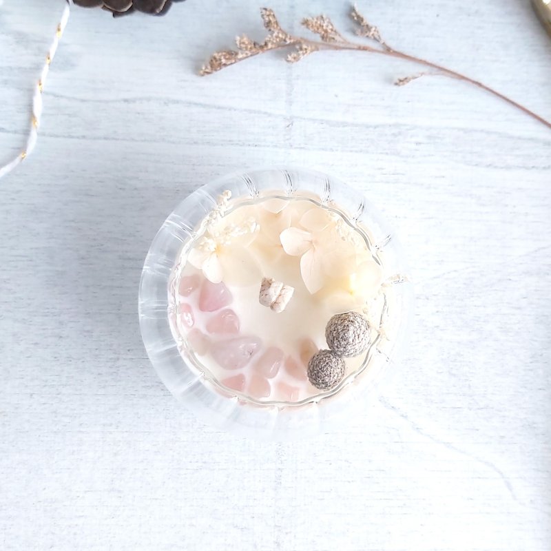 灯笼双层玻璃杯 45g 天然大豆蜡烛 粉水晶 结婚回礼 - 蜡烛/烛台 - 蜡 粉红色