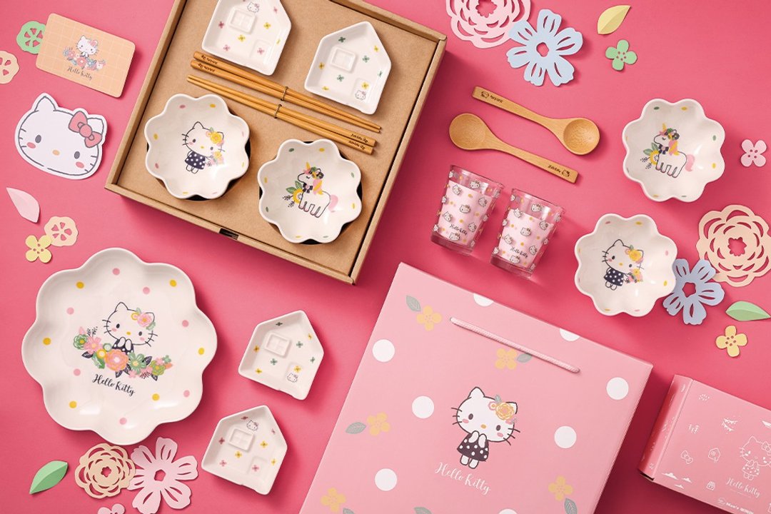 【三丽鸥联名】花伴Hello Kitty系列餐具组福袋 - 碗 - 瓷 多色