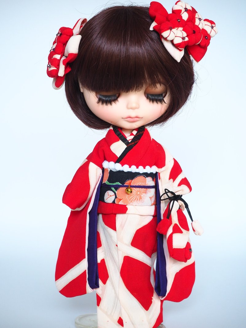 竹节图案柔软和服 - 玩偶/公仔 - 丝．绢 红色