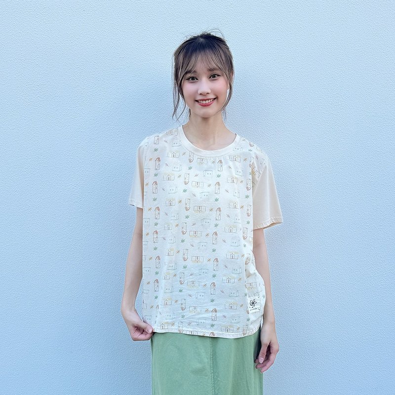 Hana Mokuba 小房子印花圆领上衣 - 女装上衣 - 其他材质 