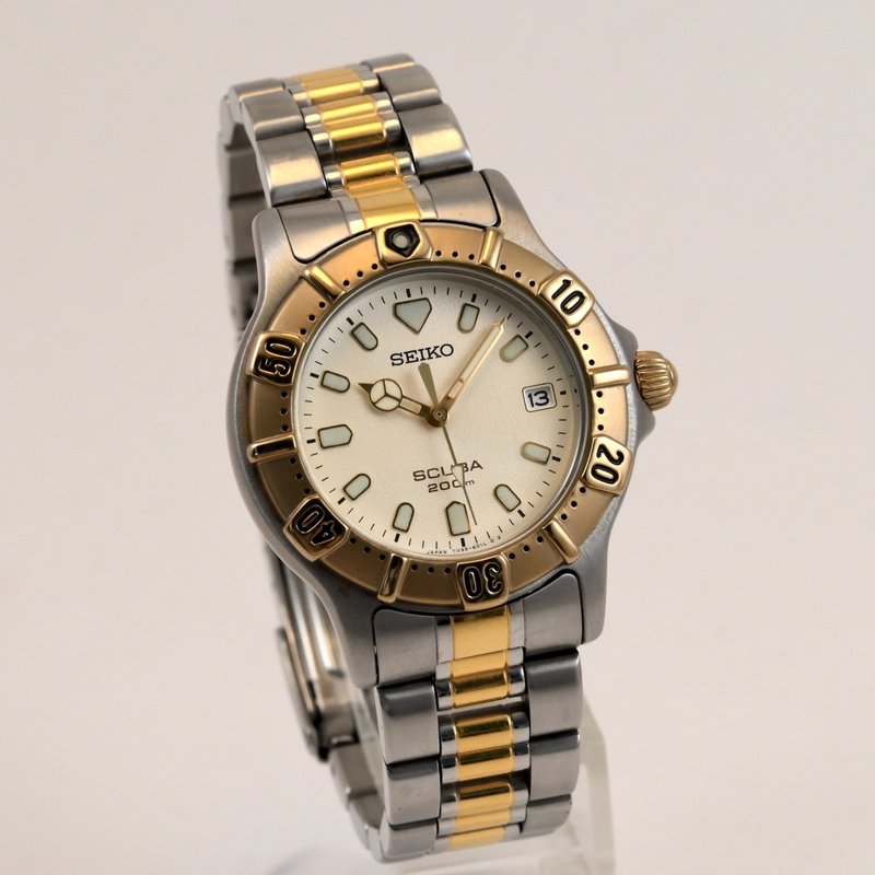精工 SCUBA SBBC012 男款/中性/男孩手表潜水表 200 米 7N35-6010 石英表 - 男表/中性表 - 不锈钢 金色