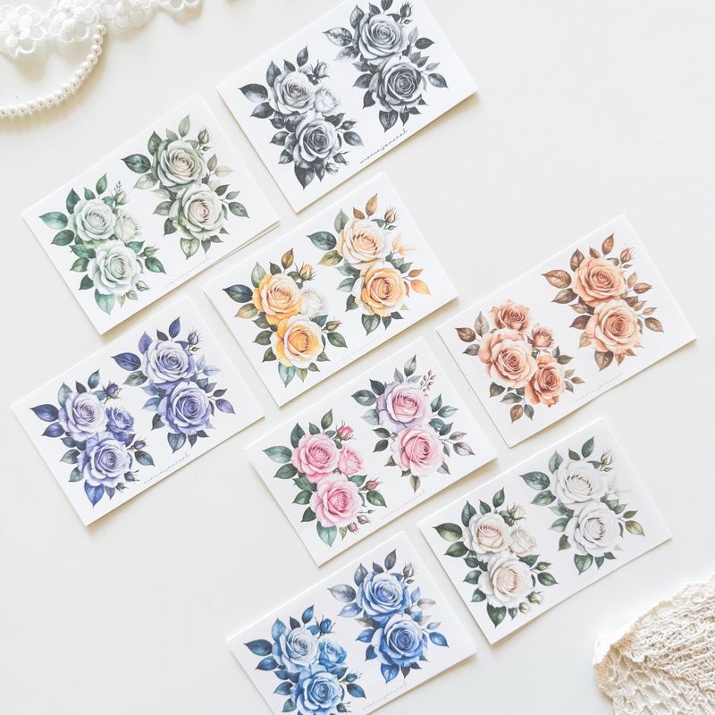 玫瑰花纸质贴纸 - 贴纸 - 纸 